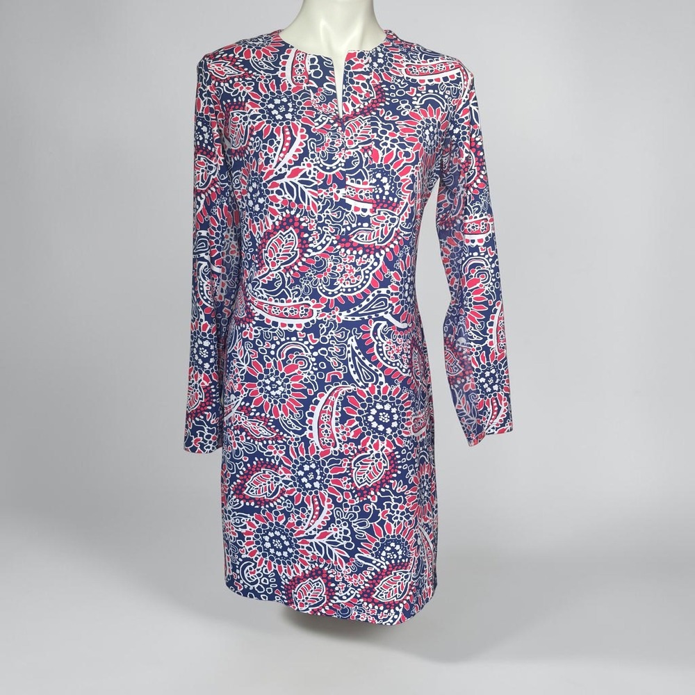 IBKÜL Paisley Floral Long Sleeve Crew Neck 1/2 Zip Golf Pickleball Dress size M
